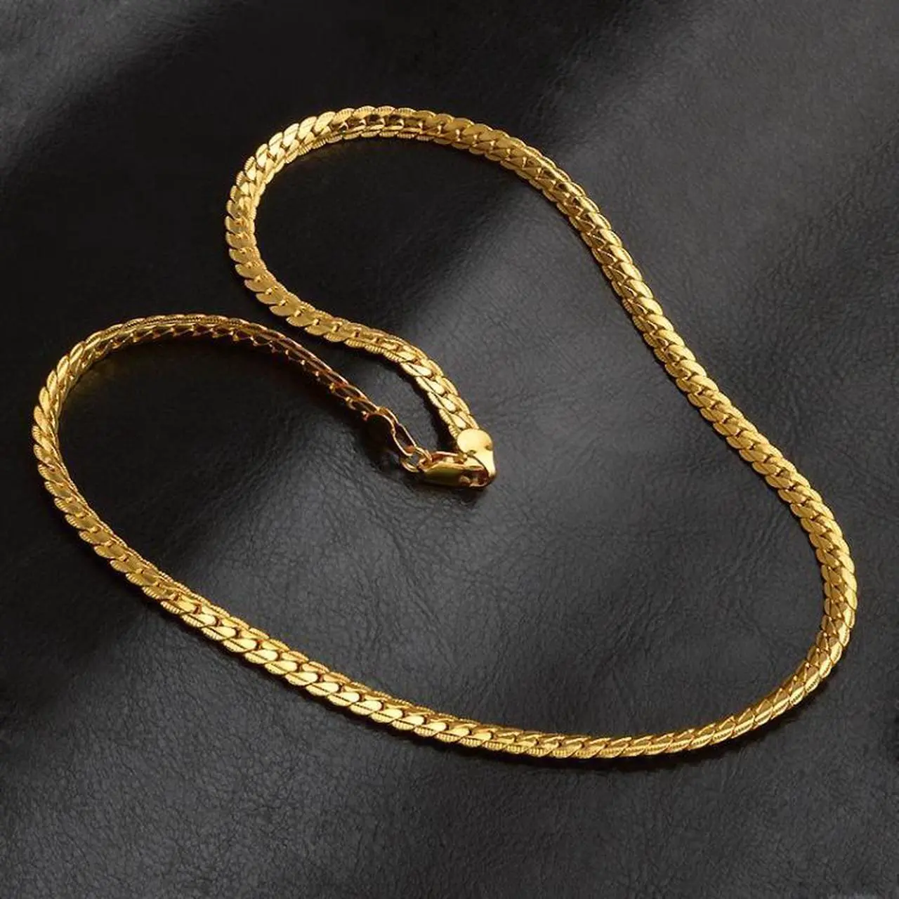Alt view image 2 of 7 - 2 PCS 5mm Full Sideways Gold Plated Necklace Fashion Jewelry, Specification: 24 inch (60cm), Size:24 inch (60cm)