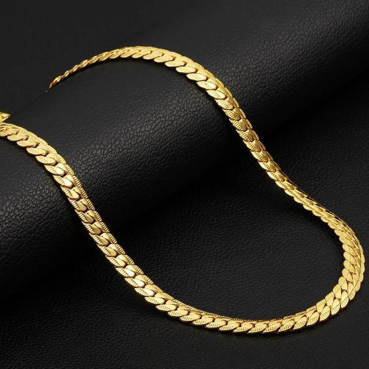 Alt view image 5 of 7 - 2 PCS 5mm Full Sideways Gold Plated Necklace Fashion Jewelry, Specification: 24 inch (60cm), Size:24 inch (60cm)