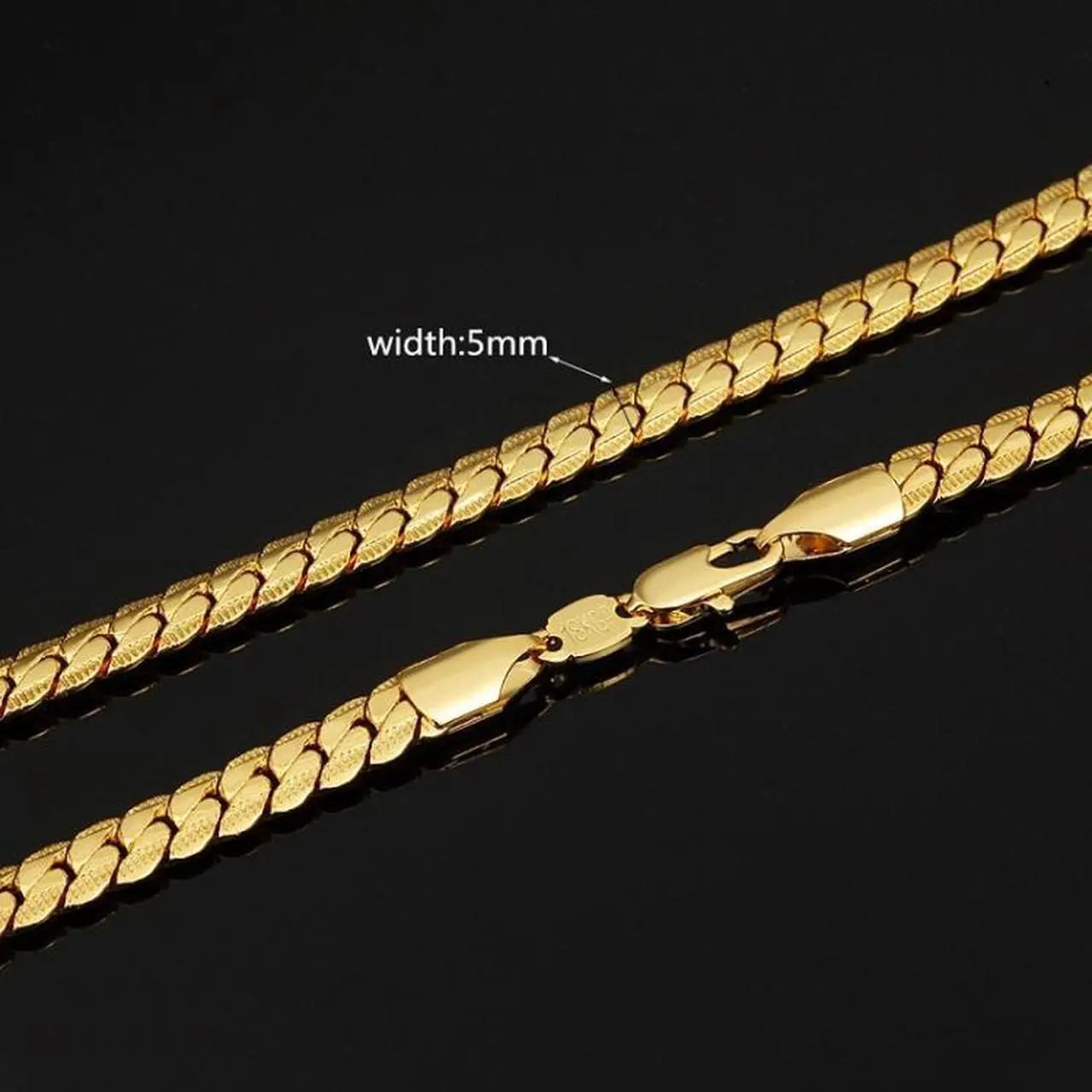 Alt view image 3 of 7 - 2 PCS 5mm Full Sideways Gold Plated Necklace Fashion Jewelry, Specification: 24 inch (60cm), Size:24 inch (60cm)