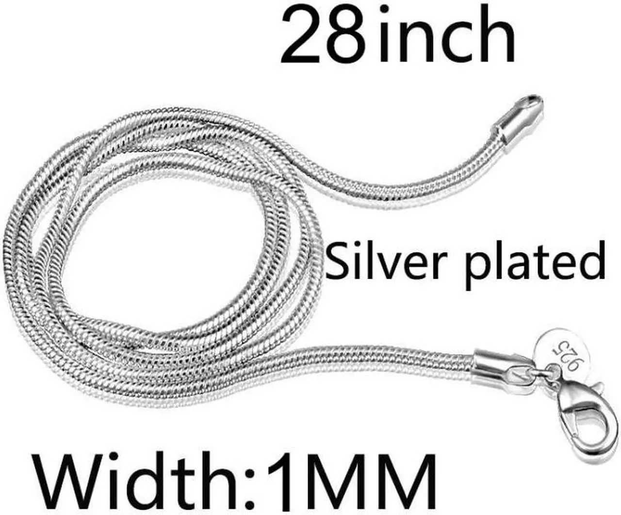 Alt view image 4 of 6 - Silver-plated Snake Bone Chain Necklace Female Thin Necklace 1mm 28 inch