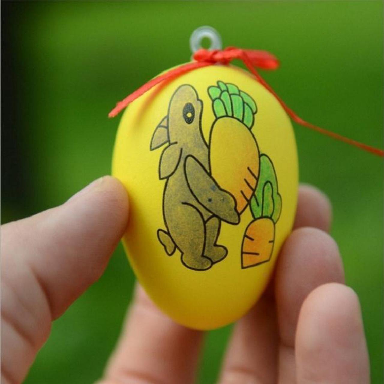 Alt view image 3 of 6 - 4 PCS Handmade Cartoon Painted Easter Eggs Children''s Educational Toys, Random Pattern and Color, Size:4 PCS Painted Easter Eggs