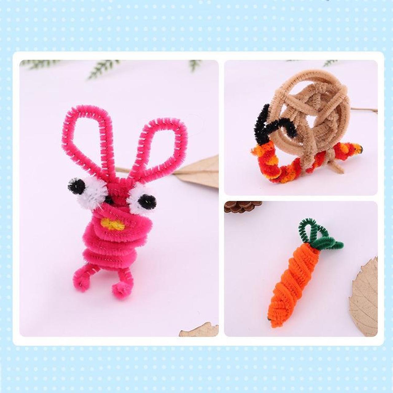 Alt view image 7 of 7 - 100 PCS Plush Stick Children Educational Toys Handmade Materials, Random Color Delivery