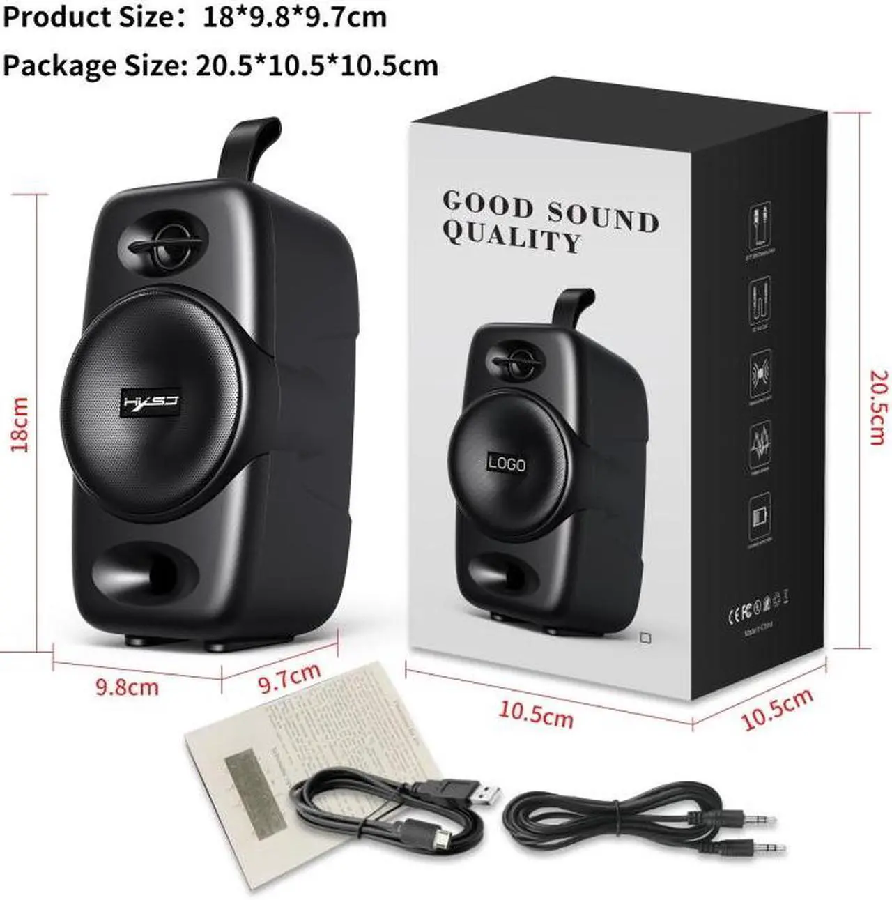 Alt view image 3 of 7 - HXSJ Q8 Bluetooth 5.0 Multi-function Wireless Bluetooth Speaker Audio, Support Handsfree Calling & TF Card & USB (Black)