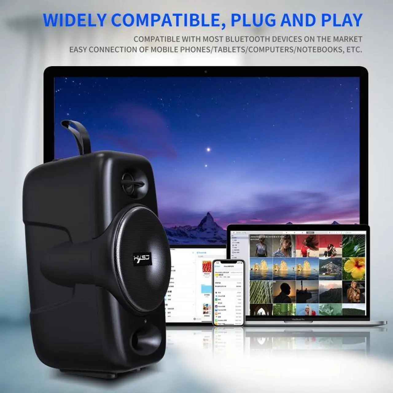 Alt view image 6 of 7 - HXSJ Q8 Bluetooth 5.0 Multi-function Wireless Bluetooth Speaker Audio, Support Handsfree Calling & TF Card & USB (Black)