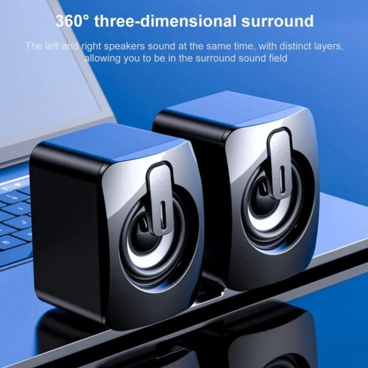 Alt view image 3 of 7 - A1 USB Mini High Volume Wired Speaker, Bluetooth Version (Black)