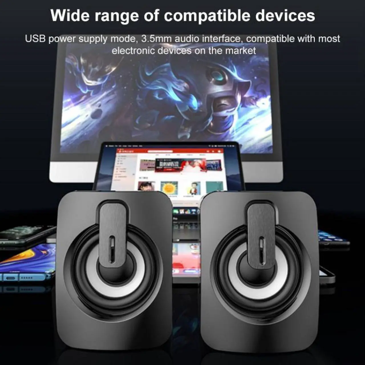 Alt view image 7 of 7 - A1 USB Mini High Volume Wired Speaker, Bluetooth Version (Black)