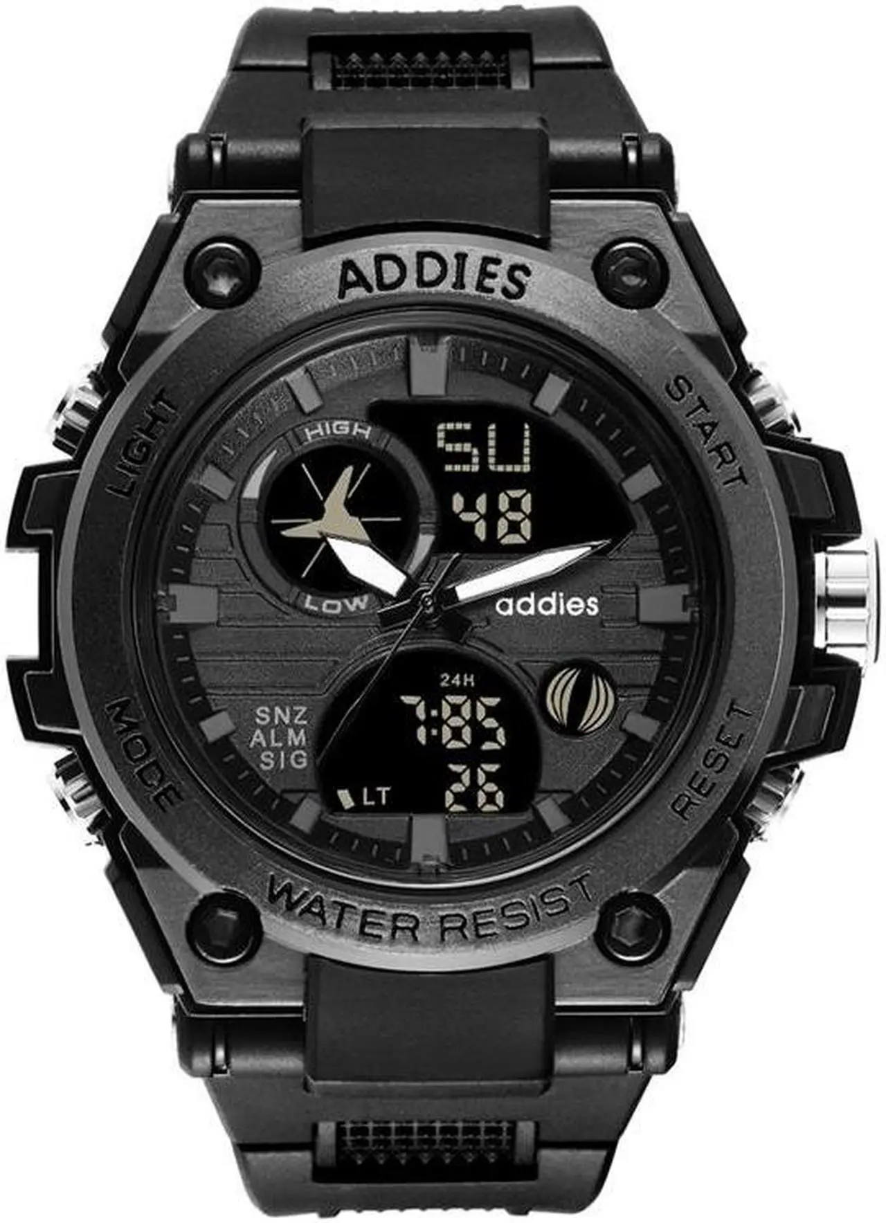 Alt view image 2 of 7 - addies MY-1818 Luminous Three-window LED Outdoor Sports Multi-function Electronic Watch for Men, Support Calendar / Alarm Clock / Timer (White)