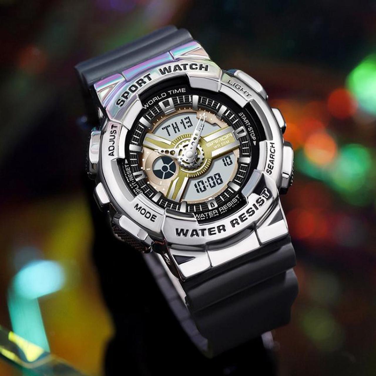Alt view image 5 of 7 - SANDA 3137 TPU Strap Luminous Waterproof Dual Display Electronic Watch (Multicolor)