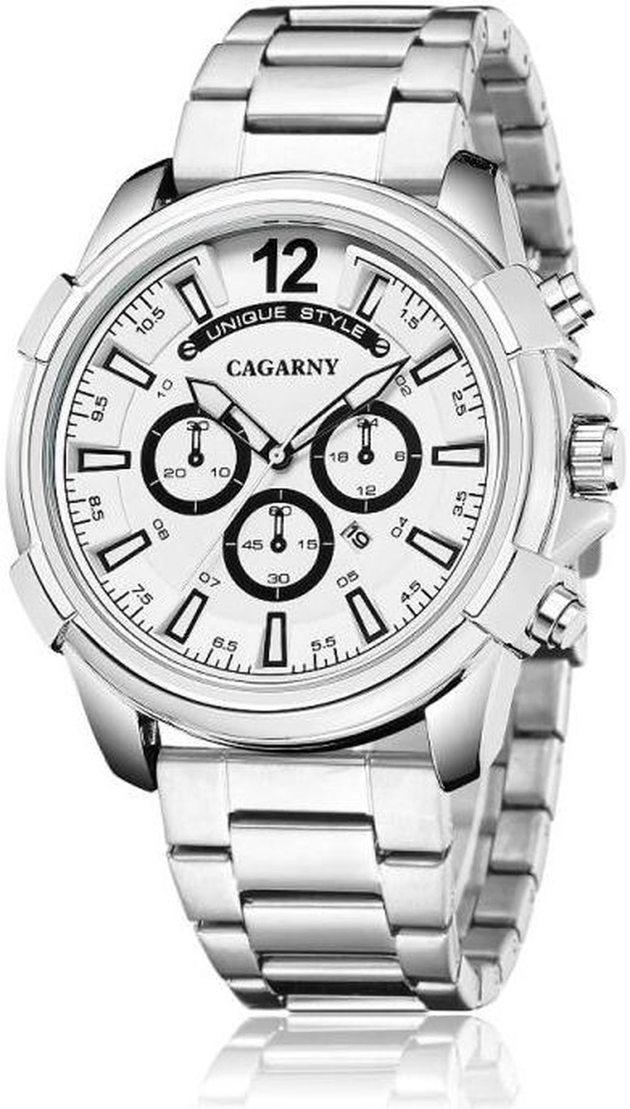 CAGARNY 6882 Fashion Waterproof Quartz Watch with Stainless Steel Band (Style 1)