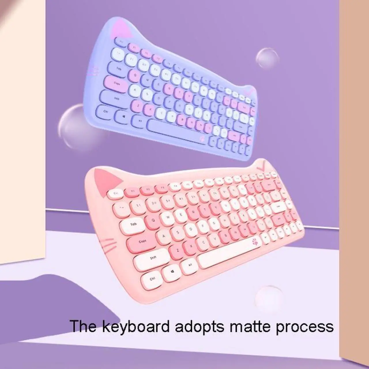Alt view image 3 of 7 - MOFii 2.4GHz 84 Keys Wireless Keyboard and Mouse Set (Purple)
