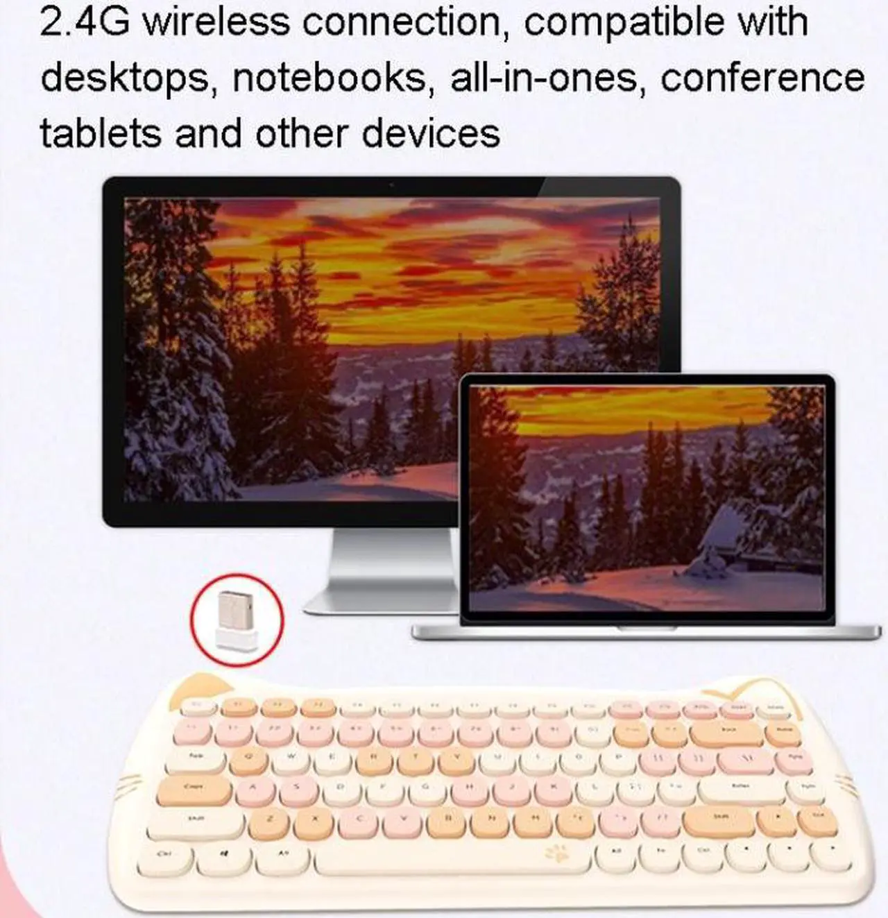 Alt view image 6 of 7 - MOFii 2.4GHz 84 Keys Wireless Keyboard and Mouse Set (Purple)