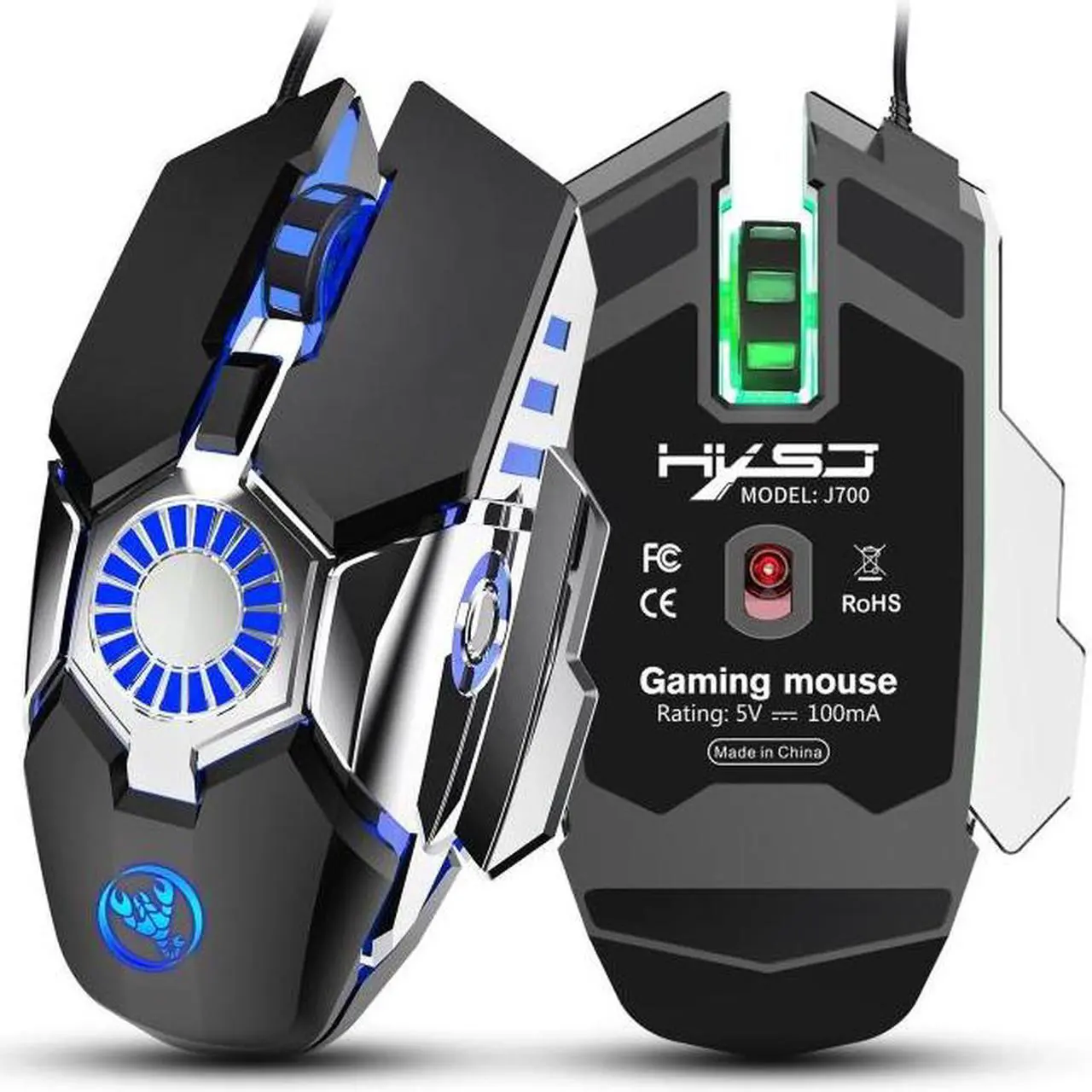Alt view image 2 of 7 - HXSJ J700 Colorful Lighting Programmable E-sports Gaming Wired Mouse