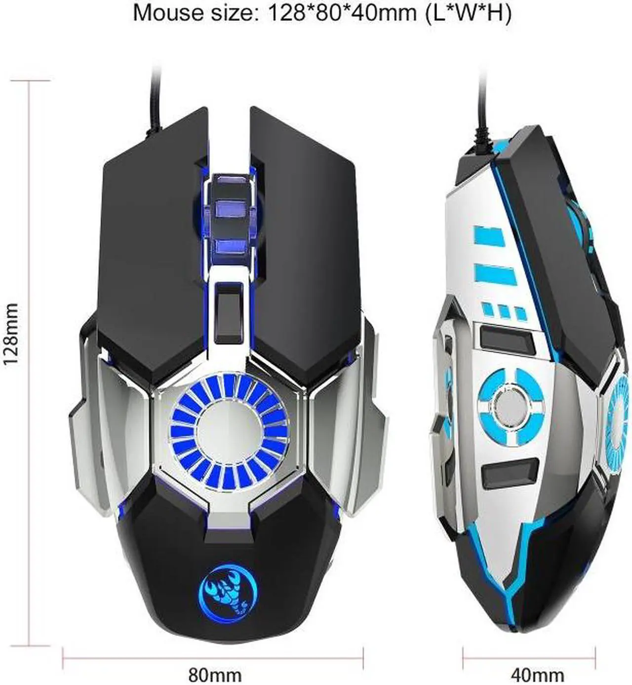 Alt view image 3 of 7 - HXSJ J700 Colorful Lighting Programmable E-sports Gaming Wired Mouse