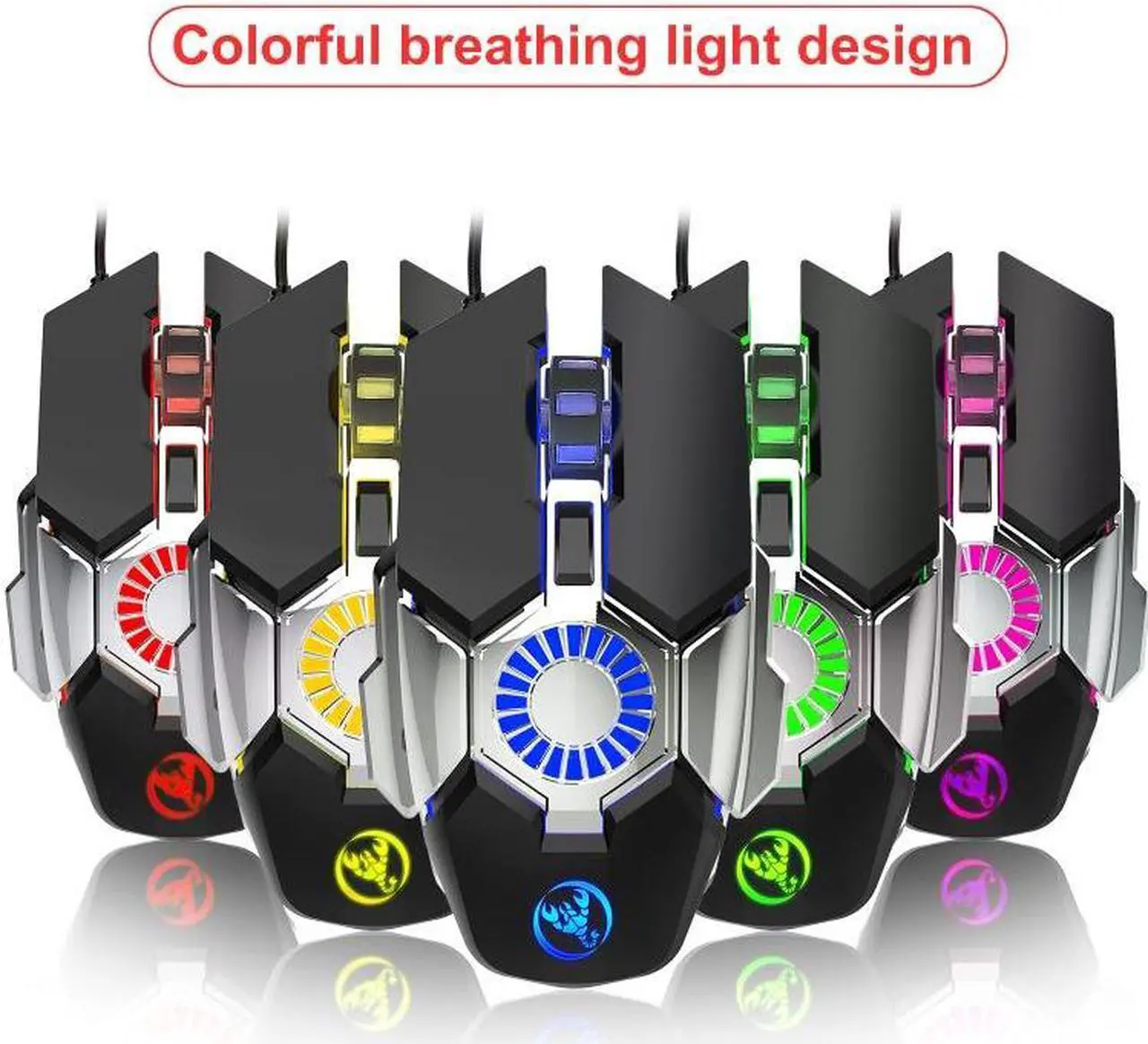 Alt view image 4 of 7 - HXSJ J700 Colorful Lighting Programmable E-sports Gaming Wired Mouse