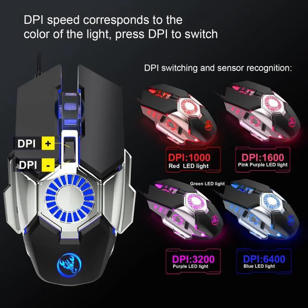 Alt view image 5 of 7 - HXSJ J700 Colorful Lighting Programmable E-sports Gaming Wired Mouse