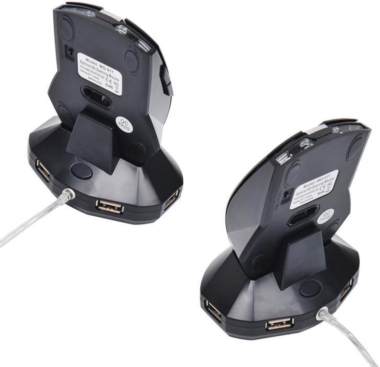 Alt view image 5 of 6 - MZ-011 2.4GHz 1600DPI Wireless Rechargeable Optical Mouse with HUB Function (Black Silver)