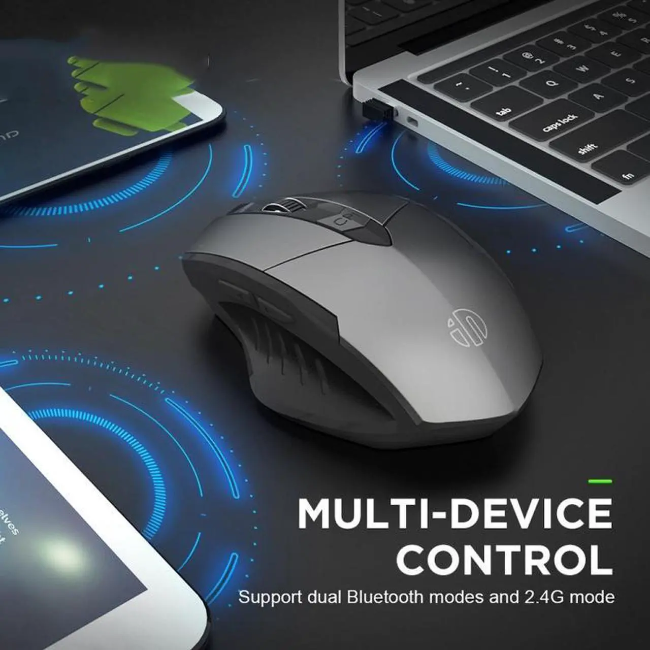 Alt view image 3 of 7 - Inphic PM6 6 Keys 1000/1200/1600 DPI Home Gaming Wireless Mechanical Mouse, Colour: Black Wireless Charging Silent Version Black Wireless Charging Silent Version