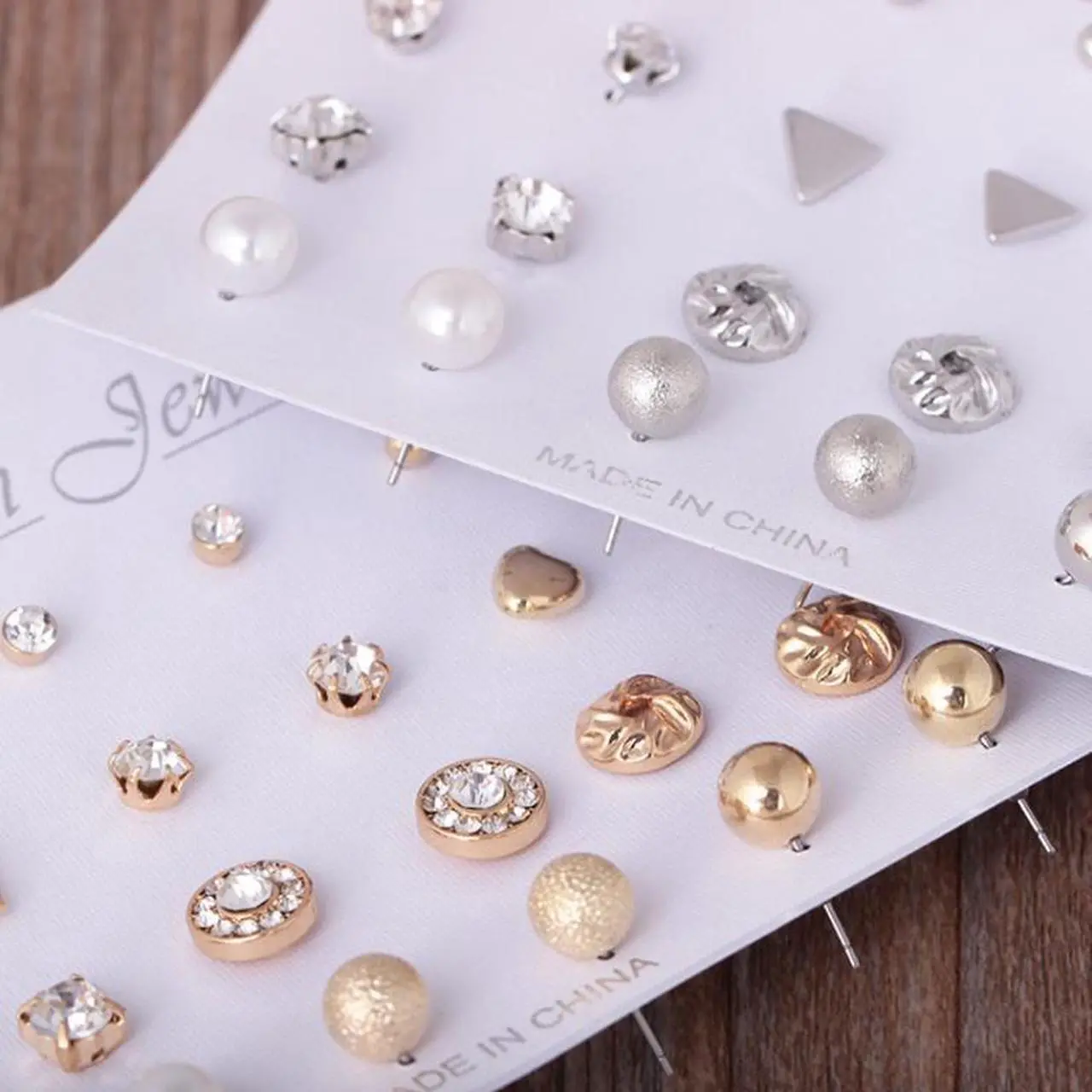 Alt view image 2 of 4 - 12 Pair Sets Assorted Multiple Stud Earrings Jewelry Set with Card for Women and Girls (Gold)