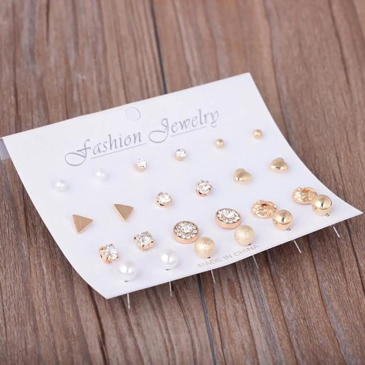 Alt view image 3 of 4 - 12 Pair Sets Assorted Multiple Stud Earrings Jewelry Set with Card for Women and Girls (Gold)