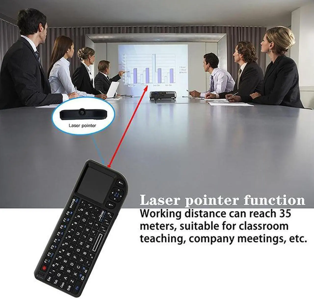 Alt view image 3 of 7 - A8 Mini Wireless Mouse And Keyboard With Laser Touchpad Keyboard, Colour: English Colorful Backlight, Size:English Colorful Backlight