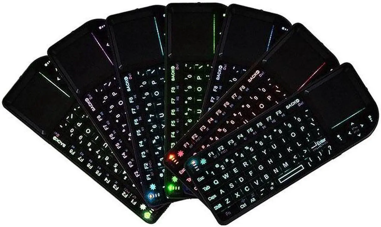 Alt view image 6 of 7 - A8 Mini Wireless Mouse And Keyboard With Laser Touchpad Keyboard, Colour: English Colorful Backlight, Size:English Colorful Backlight