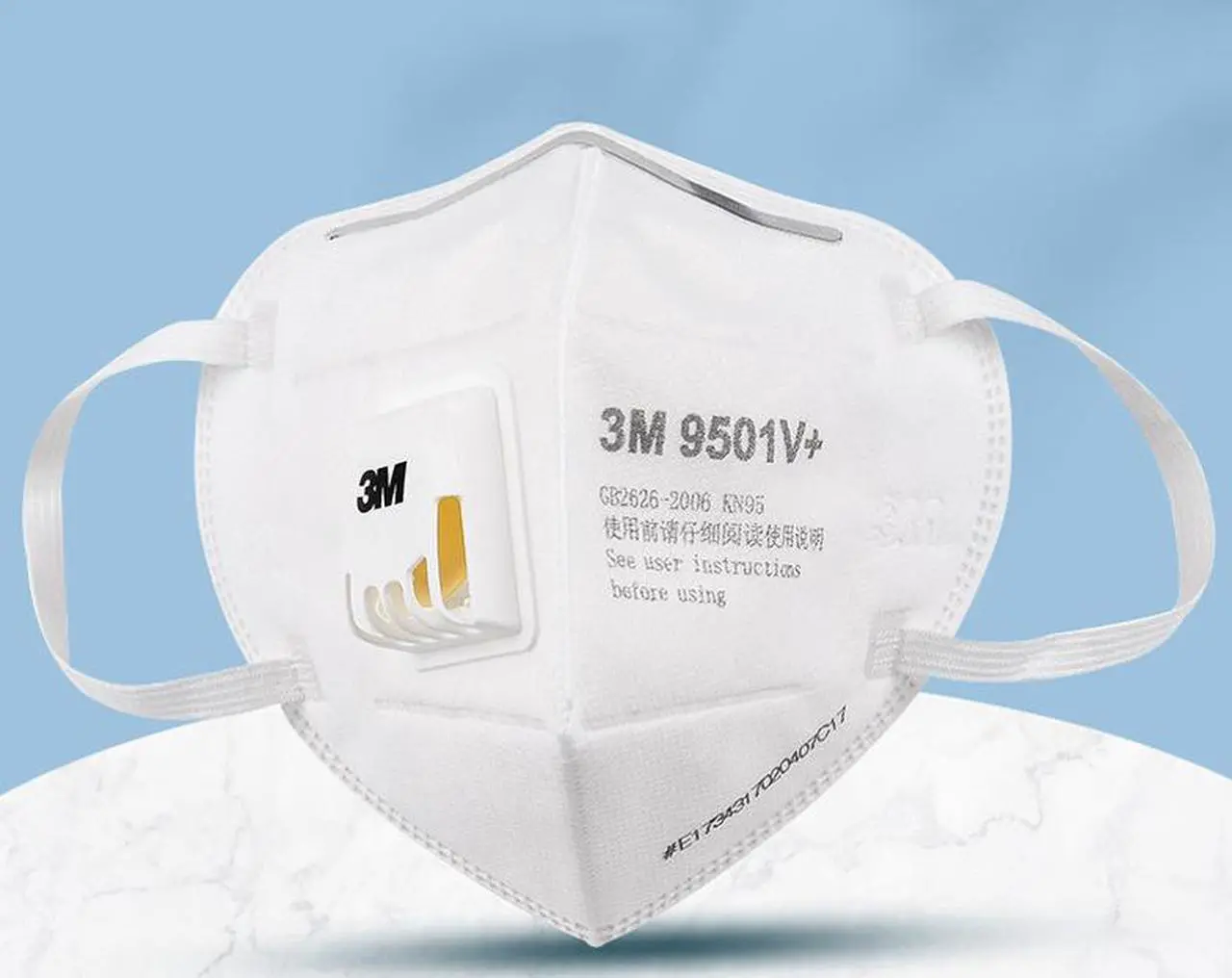 Alt view image 4 of 7 - 5 Pieces 3M Mask 9501V+ Ultra thin 4 Layers KN95 Mask FFP2 Ultra thin Masks 95% filter PM2.5 With Valve Respirator White