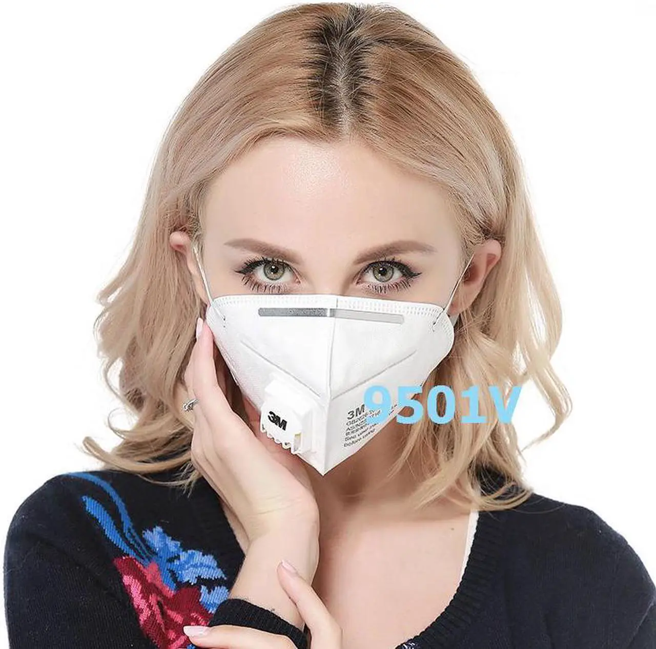 Alt view image 7 of 7 - 5 Pieces 3M Mask 9501V+ Ultra thin 4 Layers KN95 Mask FFP2 Ultra thin Masks 95% filter PM2.5 With Valve Respirator White