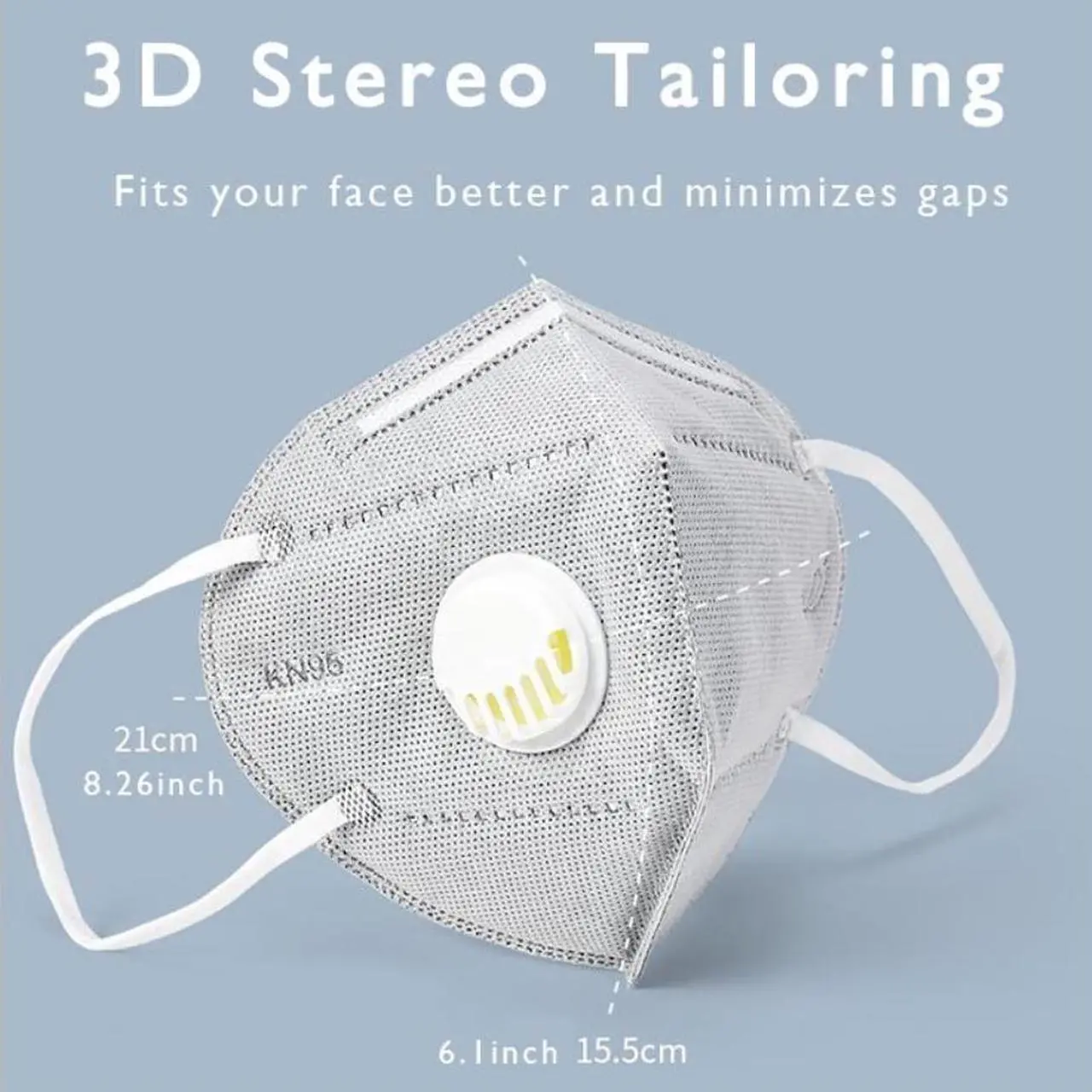 Alt view image 6 of 7 - 15PCS Reusable KN95 Mask 6-layers - Valved Face Mask Air Anti-Dust / Anti-Fog Mouth Respirator Windproof PM 2.5 Gray