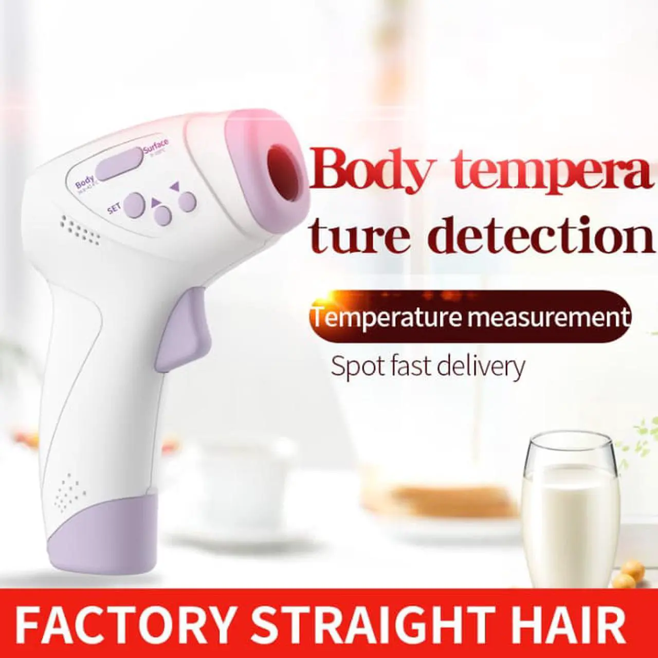 Alt view image 6 of 6 - Infrared Non-contact Thermometer Temperature Measurement Device Digital Forehead Body Thermometer °C / °F Switch 3 Color Backlight with Fever Alarm HT-668