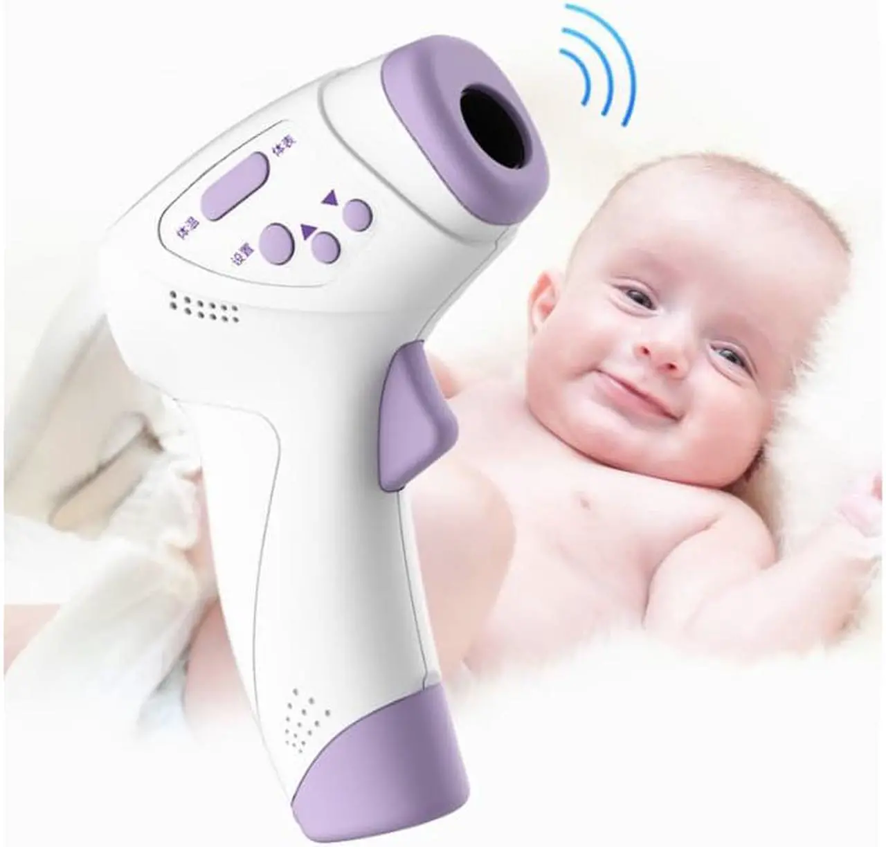 Alt view image 3 of 6 - Infrared Non-contact Thermometer Temperature Measurement Device Digital Forehead Body Thermometer °C / °F Switch 3 Color Backlight with Fever Alarm HT-668