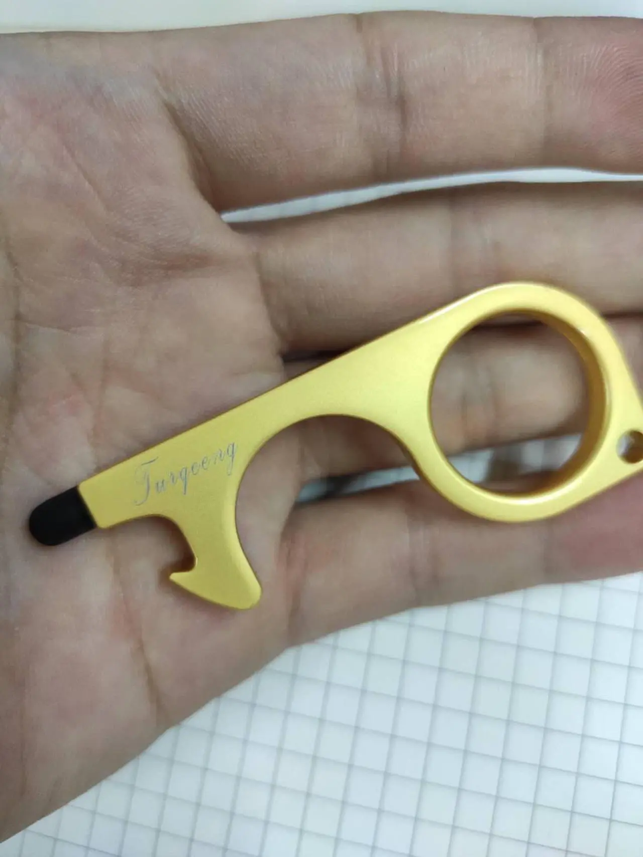 Alt view image 4 of 4 - 2Pcs EDC Door Opener Hygiene Hand No-Touch Alloy Key Tool Non-Contact Keychain Tool,Hygiene Hand Keep Germ-Free from Bacteria Ridden Surfaces