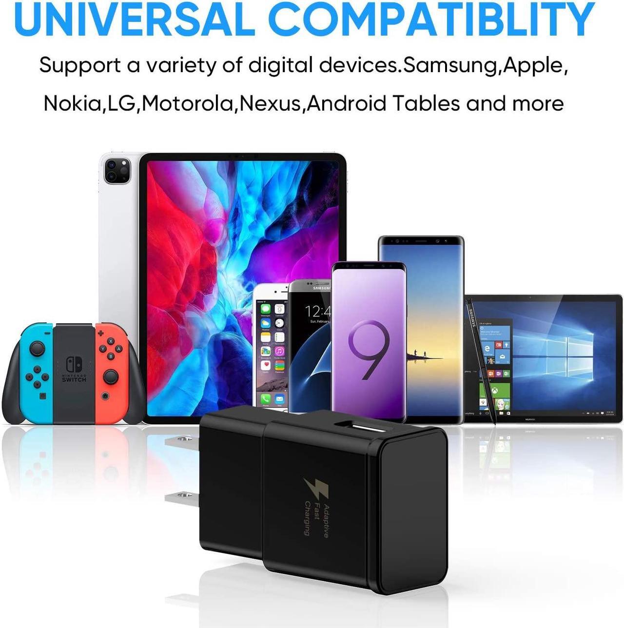 Alt view image 6 of 7 - Adaptive Fast Charging Wall Charger Adapter Compatible Samsung Galaxy S6 S7 S8 S9 S10 / Edge/Plus/Active, Note 5,Note 8, Note 9,LG G5 G6 G7 V20 V30 ThinQ Plus EP-TA20JBE Quick Charge (2 Pack)