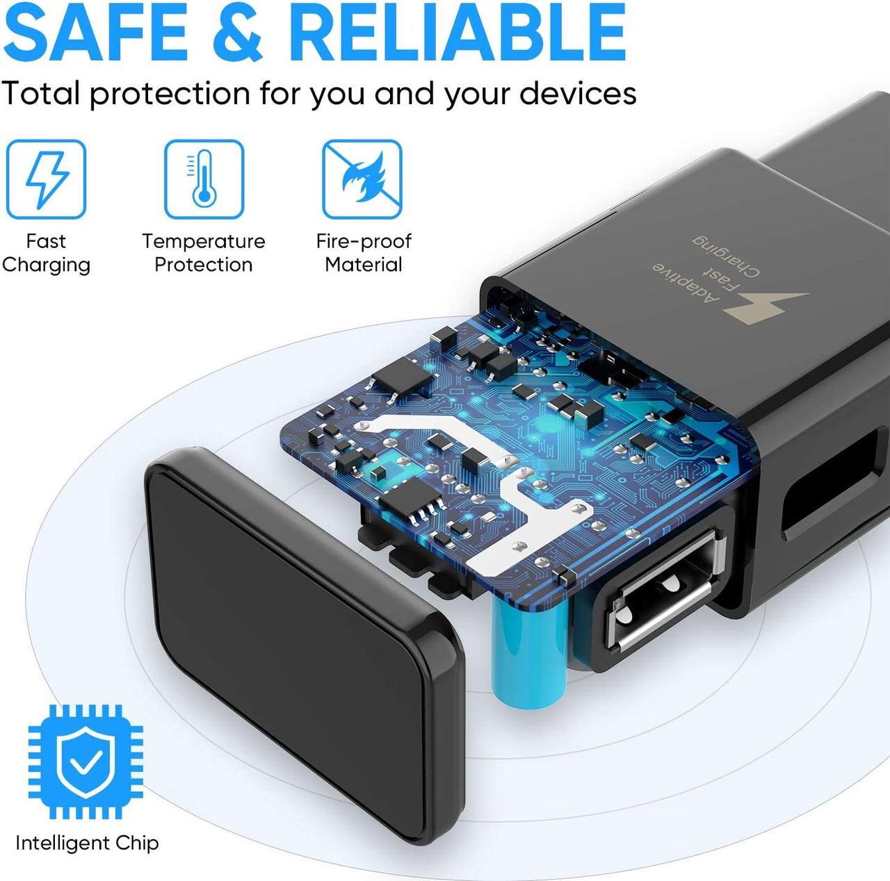 Alt view image 2 of 7 - Adaptive Fast Charging Wall Charger Adapter Compatible Samsung Galaxy S6 S7 S8 S9 S10 / Edge/Plus/Active, Note 5,Note 8, Note 9,LG G5 G6 G7 V20 V30 ThinQ Plus EP-TA20JBE Quick Charge (2 Pack)
