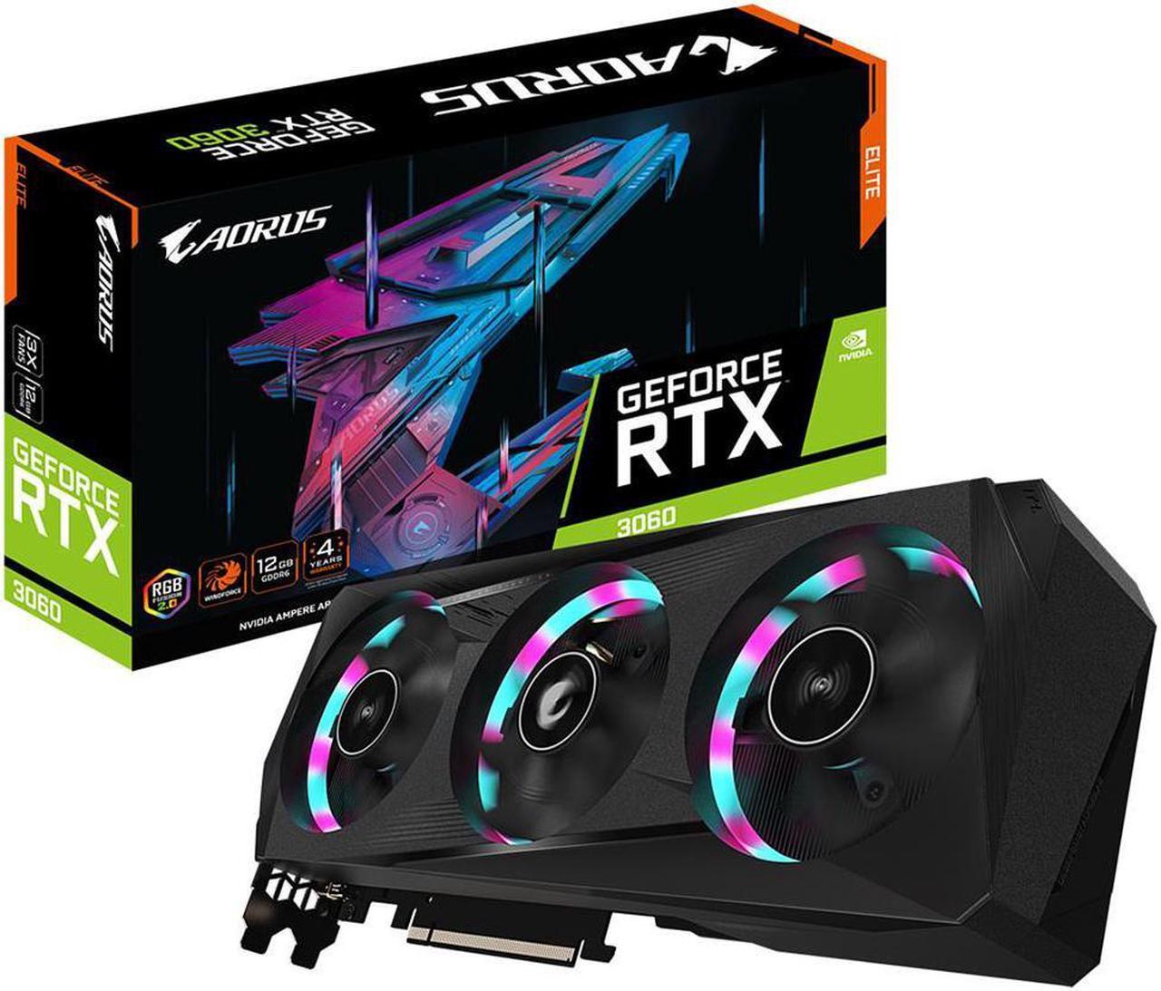 Alt view image 3 of 3 - GIGABYTE AORUS GeForce RTX 3060 12GB GDDR6 PCI Express 4.0 x16 ATX Video Card GV-N3060AORUS E-12GD (rev. 2.0)