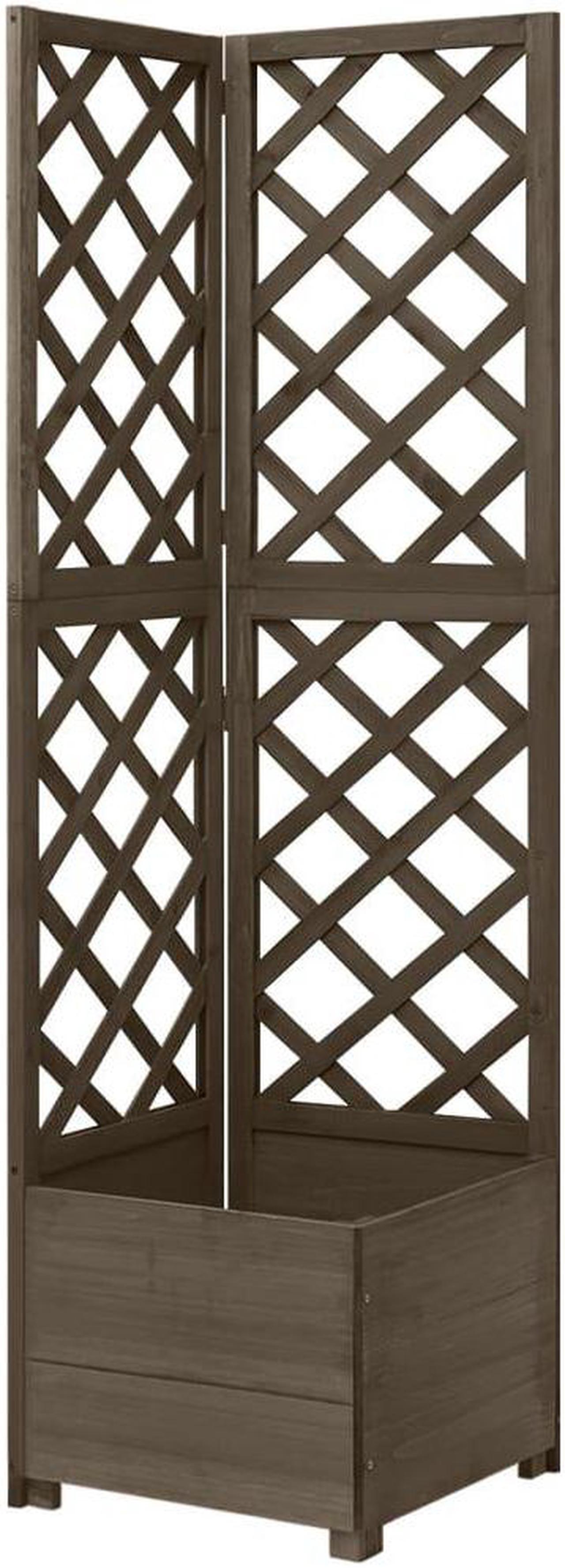 Alt view image 7 of 15 - vidaXL Corner Trellis Planter Gray 15.7"x15.7"x59" Solid Fir Wood