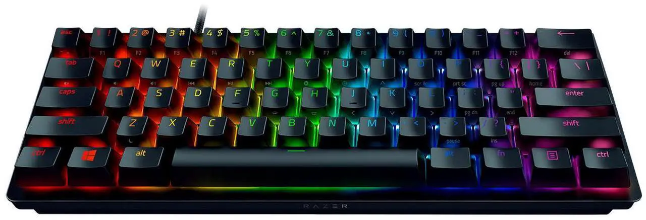 Alt view image 3 of 12 - Razer Huntsman Mini 60% Gaming Keyboard - Linear Optical Switches, Chroma RGB Lighting, PBT Keycaps, Onboard Memory - Black