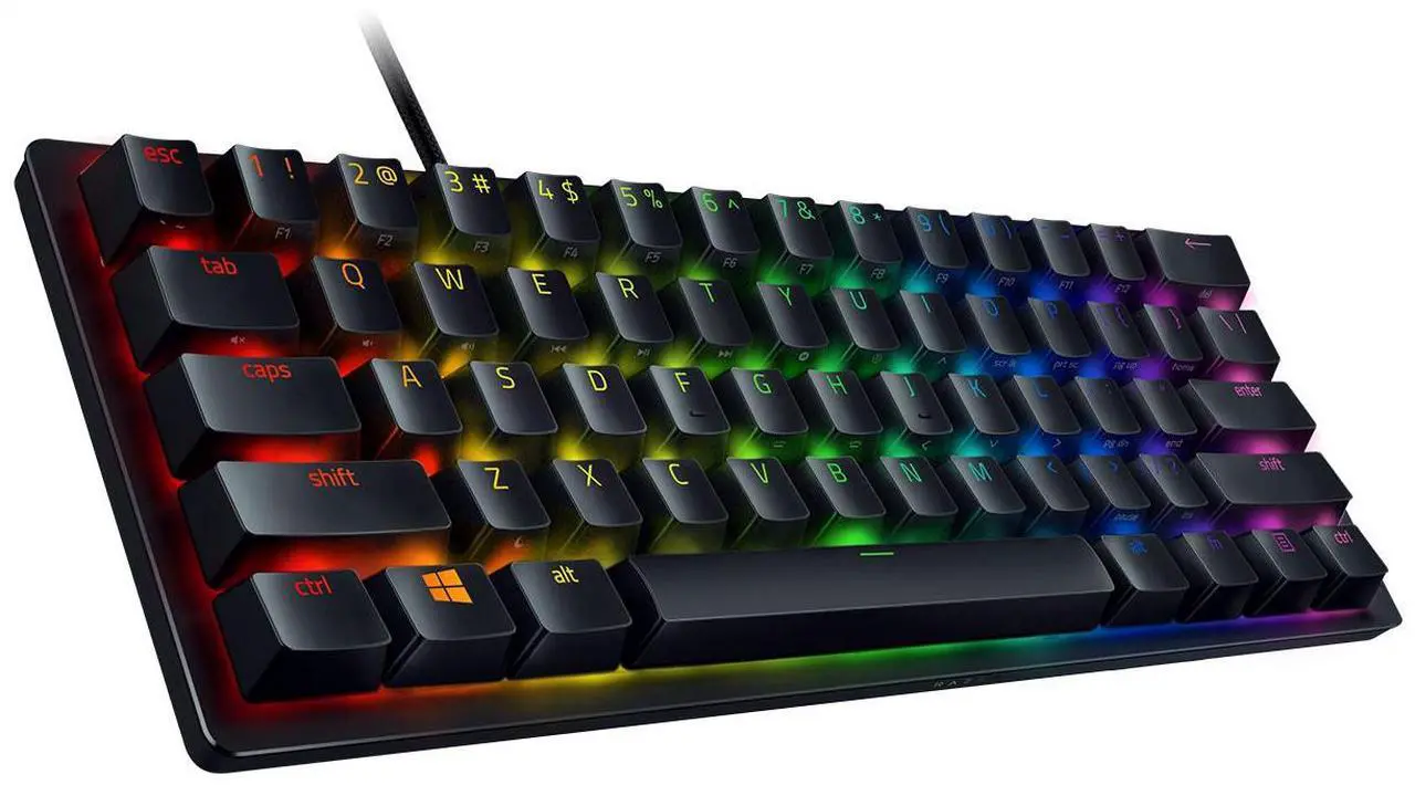 Alt view image 2 of 12 - Razer Huntsman Mini 60% Gaming Keyboard - Linear Optical Switches, Chroma RGB Lighting, PBT Keycaps, Onboard Memory - Black
