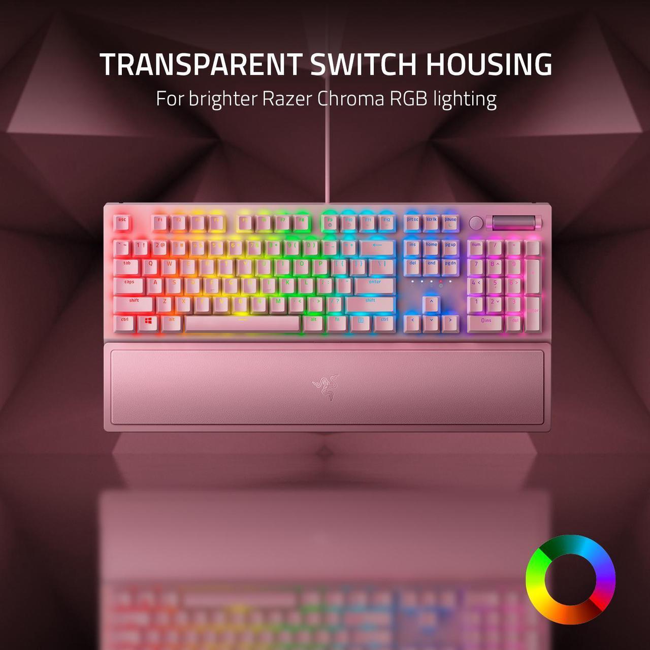 Alt view image 10 of 10 - Razer BlackWidow V3 Mechanical Gaming Keyboard: Green Mechanical Switches - Tactile & Clicky - Chroma RGB Lighting - Compact Form Factor - Programmable Macro Functionality - USB Passthrough - Quartz