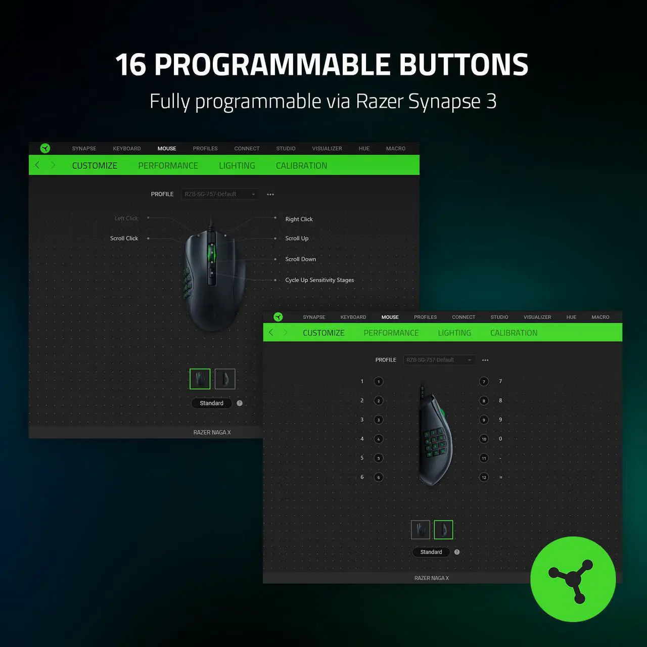 Alt view image 7 of 7 - Razer Naga X Wired MMO Gaming Mouse: 18K DPI Optical Sensor - 2nd-gen Razer Optical Switch - Chroma RGB Lighting - 16 Programmable Buttons - 85g - Classic Black