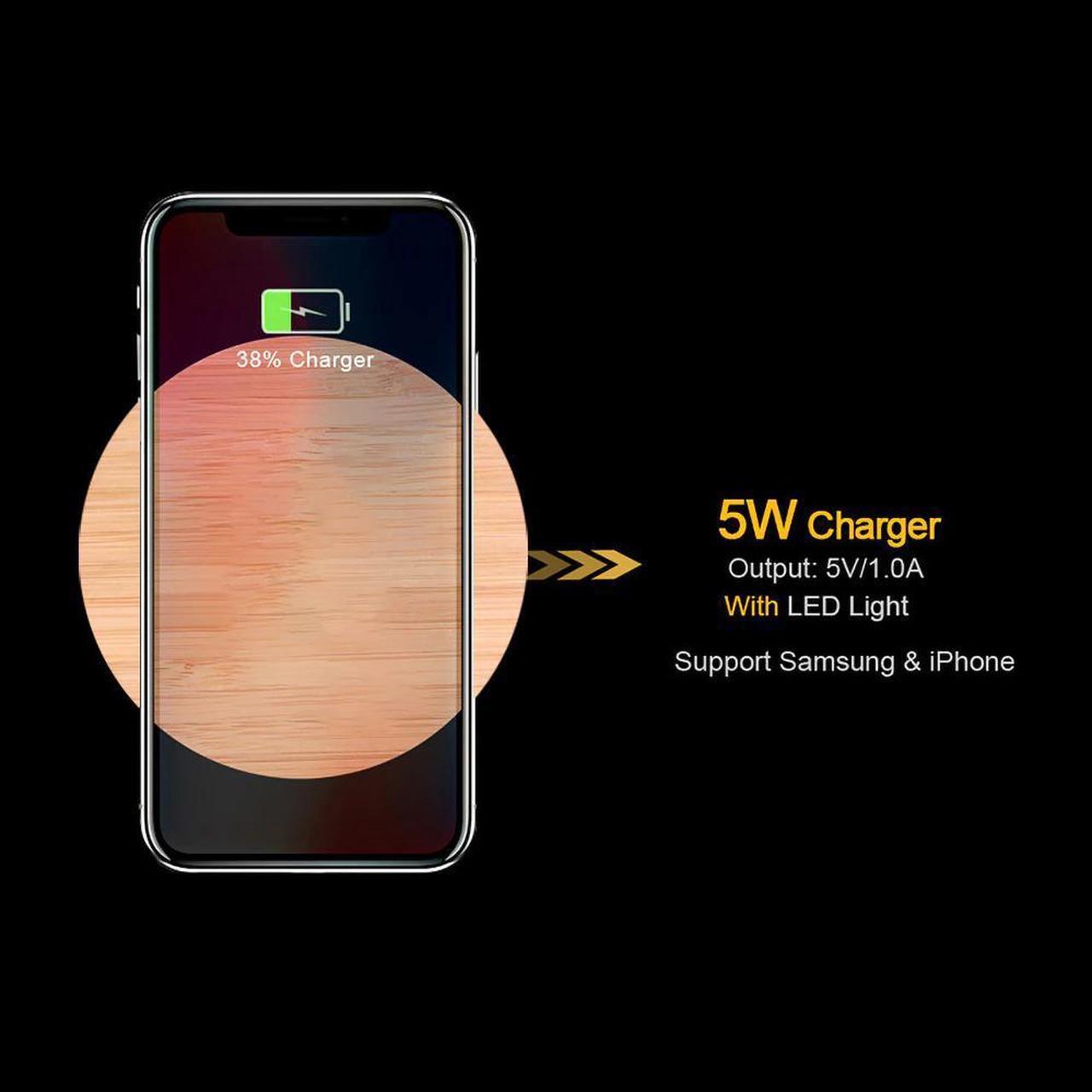 Alt view image 5 of 5 - Portable 5W Qi Wireless Charger Slim Wood Pad For Apple iPhone 7 8 Plus Smart Phone Wireless Charging Pad For Samsung S7