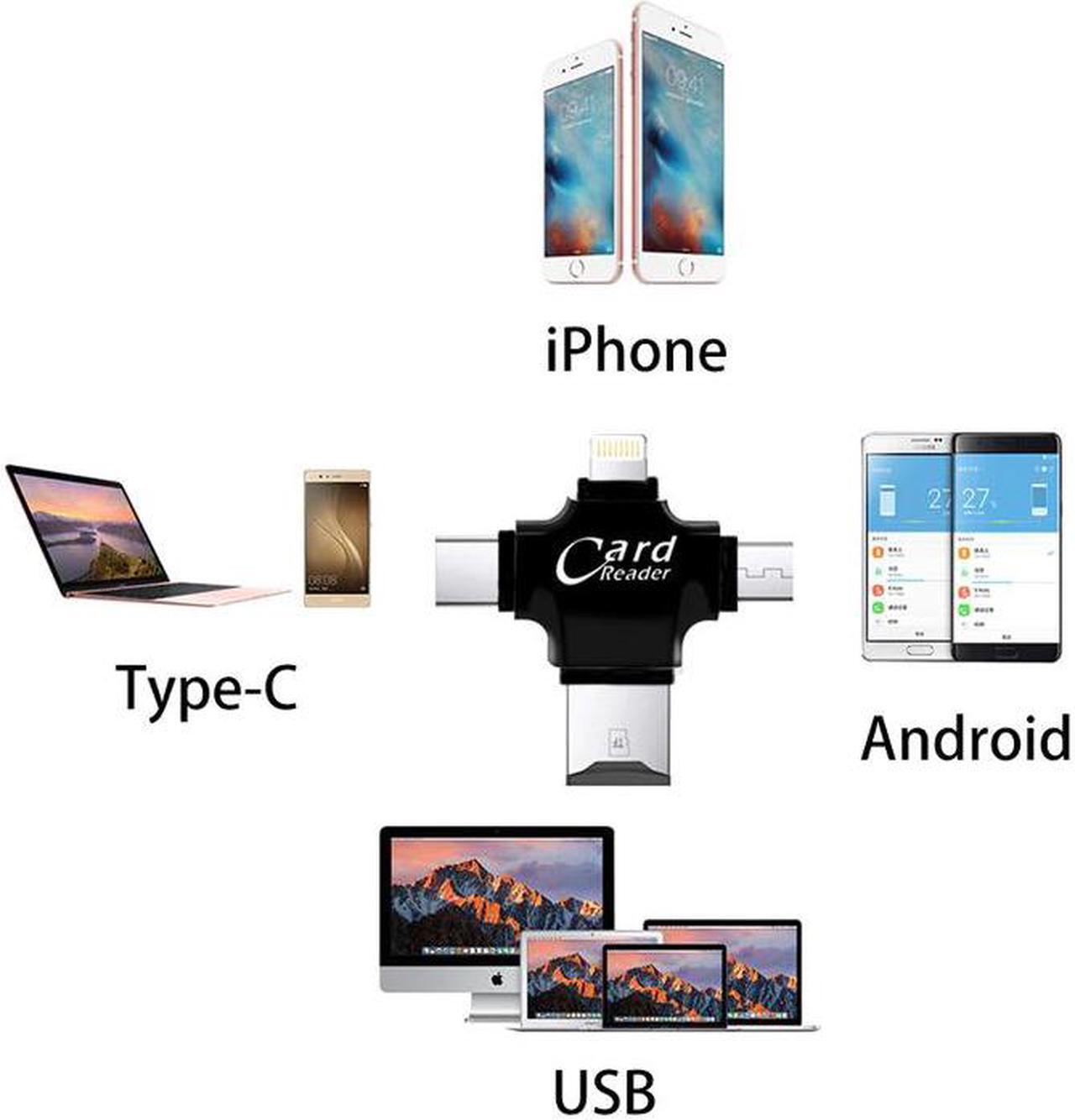 Alt view image 3 of 5 - 4 in 1 Card Reader Type C Micro USB Adapter Micro SD Card Reader Card for iPhone / iPad Smart OTG