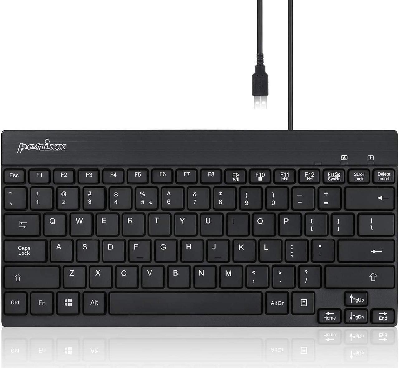 Perixx PERIBOARD-426 Wired Mini Low Profile Keyboard (Wired USB), US English Layout (11665)