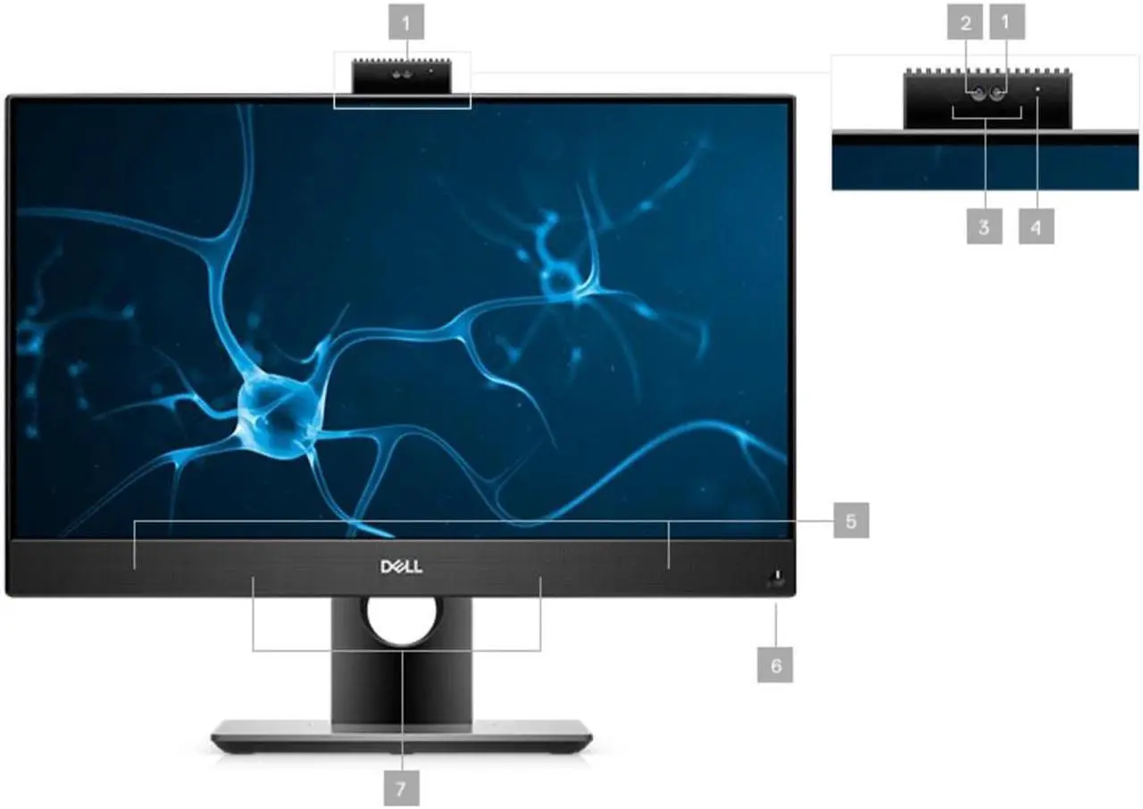 Alt view image 5 of 5 - Dell OptiPlex 5000 5480 AIO (2020) | 23.8" FHD | Core i5 - 500GB HDD - 8GB RAM | 6 Cores @ 3.8 GHz - 10th Gen CPU