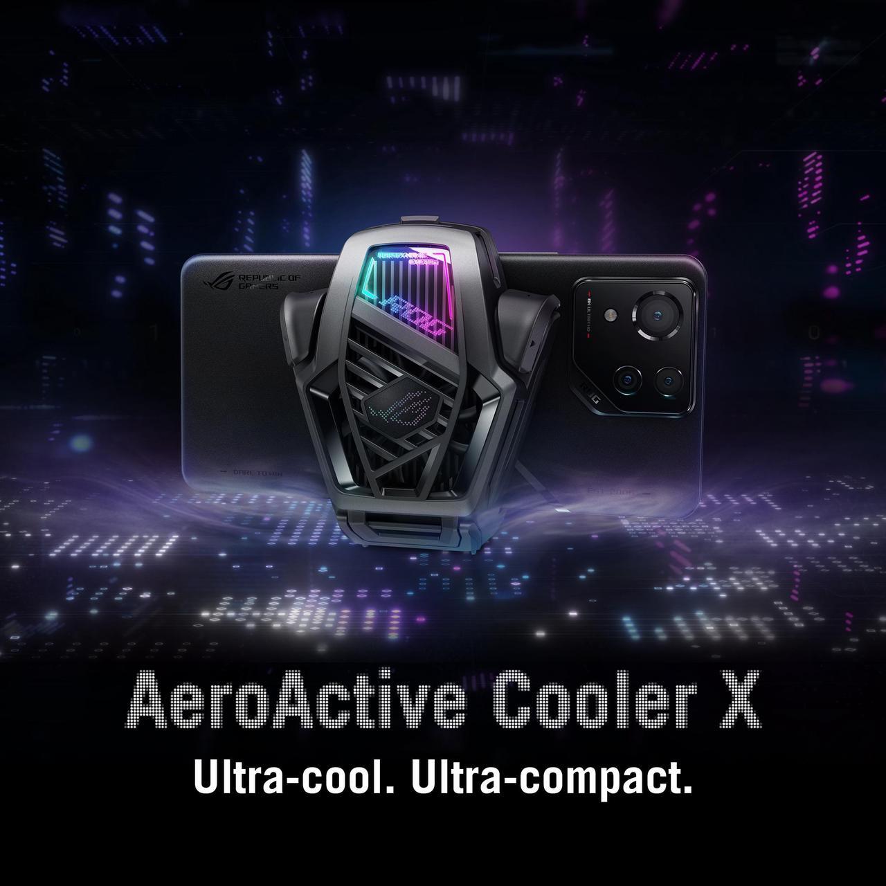 Alt view image 2 of 7 - ASUS ROG AeroActive Cooler X, RGB Cell Phone Cooling Fan for ROG Phone 8 Series, Portable Lightweight, Built-in Kickstand, Dual Physical Buttons, 3.5mm Headphone Jack, USB-C® USB 2.0 - OEM
