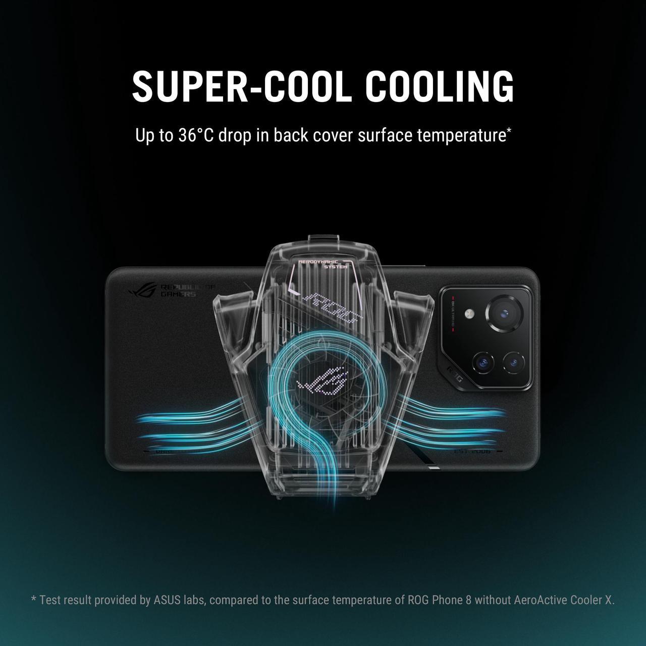 Alt view image 3 of 7 - ASUS ROG AeroActive Cooler X, RGB Cell Phone Cooling Fan for ROG Phone 8 Series, Portable Lightweight, Built-in Kickstand, Dual Physical Buttons, 3.5mm Headphone Jack, USB-C® USB 2.0 - OEM