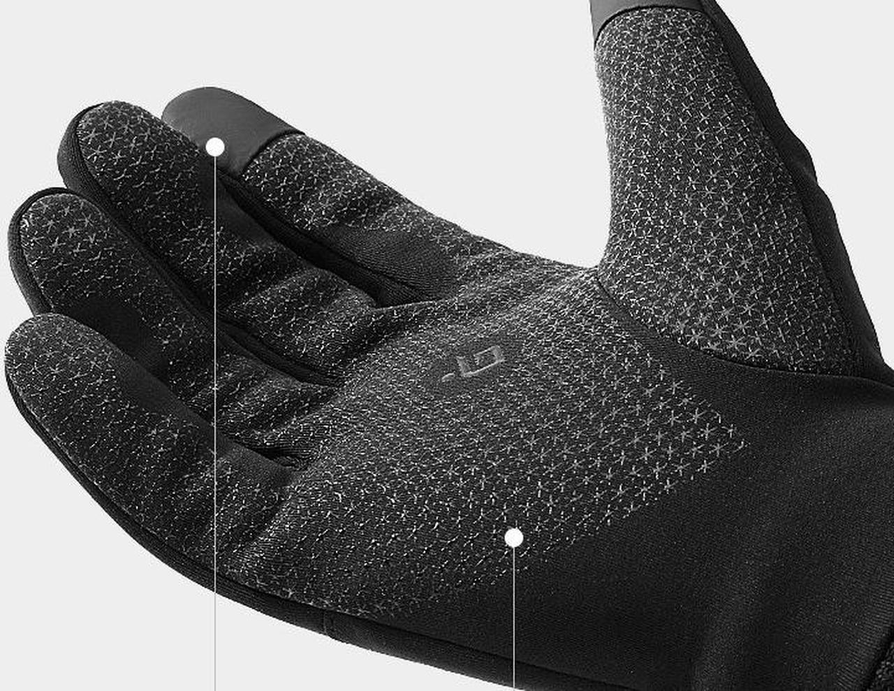 Alt view image 6 of 6 - Cycling gloves keep warm in winter, full-finger touch screen outdoor ski, motorcycle, bike, cold and windproof plus velvet equipment black