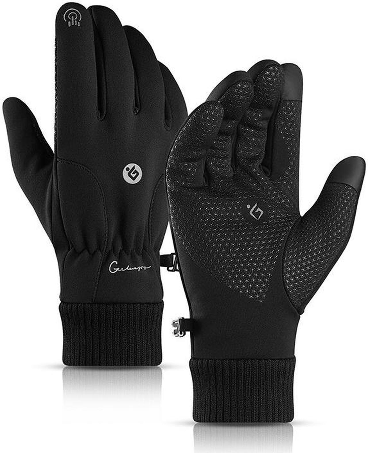 Main image of Cycling gloves keep warm in winter, full-finger touch screen outdoor ski, motorcycle, bike, cold and windproof plus velvet equipment black