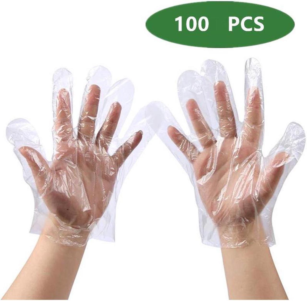 Alt view image 2 of 3 - (US stock)100pcs Disposable Food Prep Gloves, Plastic Food Safe Disposable Gloves, Transparent, Food Handling, Cooking Cleaning, Small Size