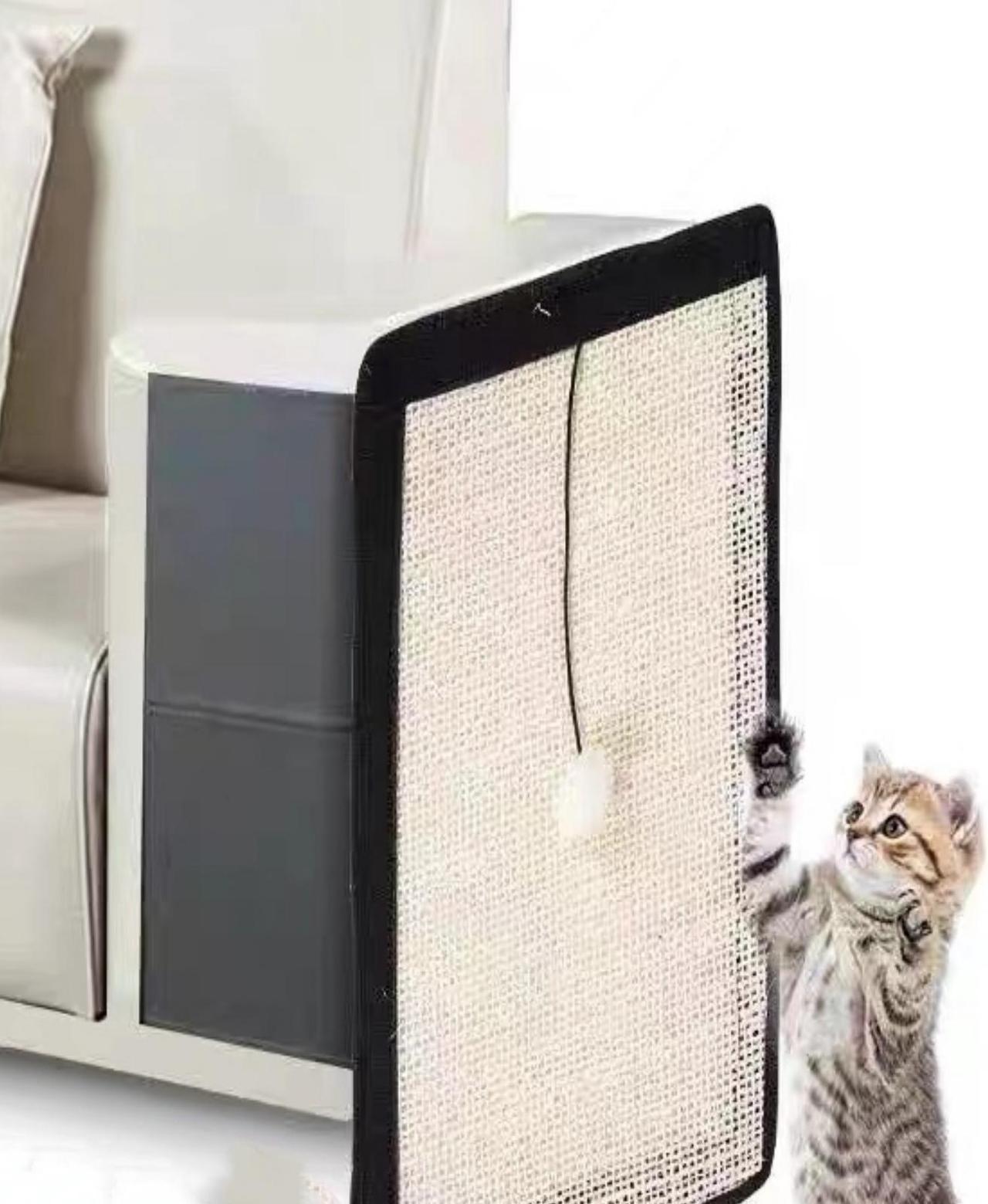 3MNSCD Plus Size Large Cat Scratching Pad for Couch Protector Natural Sisal Furniture Sofa Protector, Cat Scratcher for Indoor Cat with Top Tease Toy Ball,Nail Installed