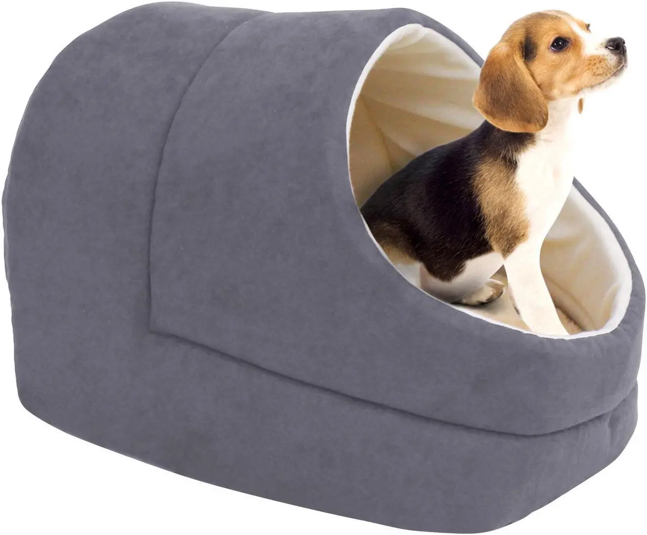 Main image of GOOPAWS Covered Cat & Dog Bed, Cat Cave for Cat and Warming Burrow Cat Bed, Pet Sleeping Cuddle Cave